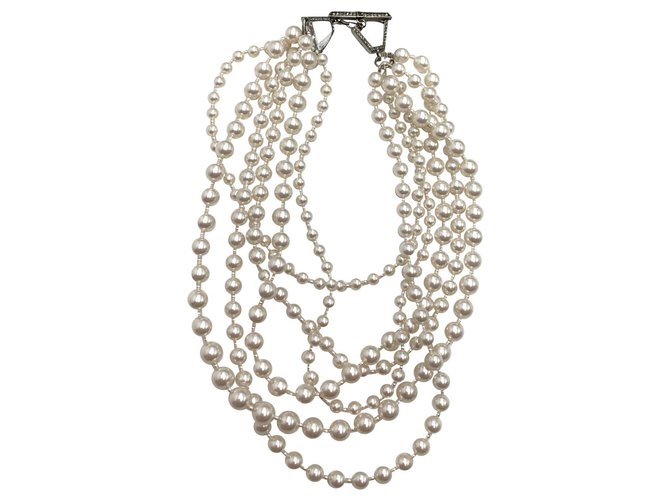Lanvin Necklaces Cream Pearl  ref.176155
