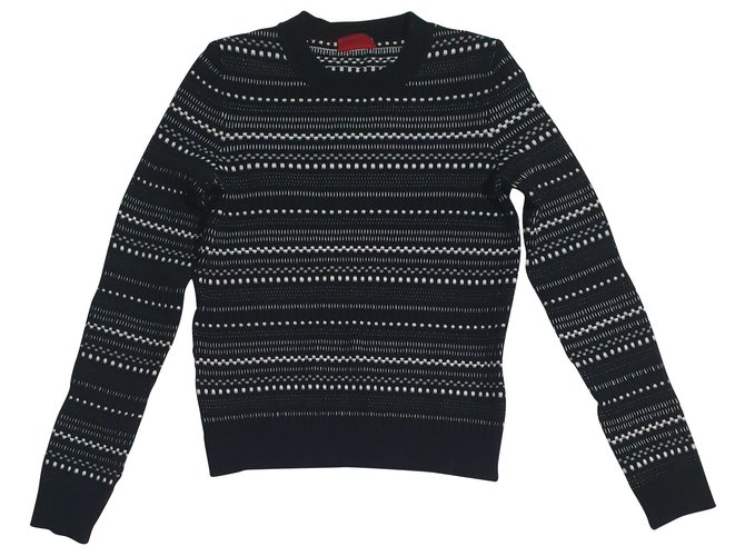 Hugo Boss Pullover Schwarz Weiß Baumwolle 