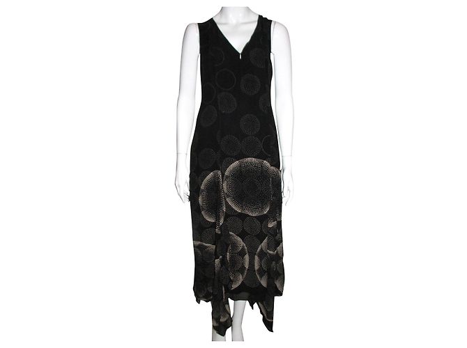 Max Mara Vestido asimétrico de seda. Negro Crudo