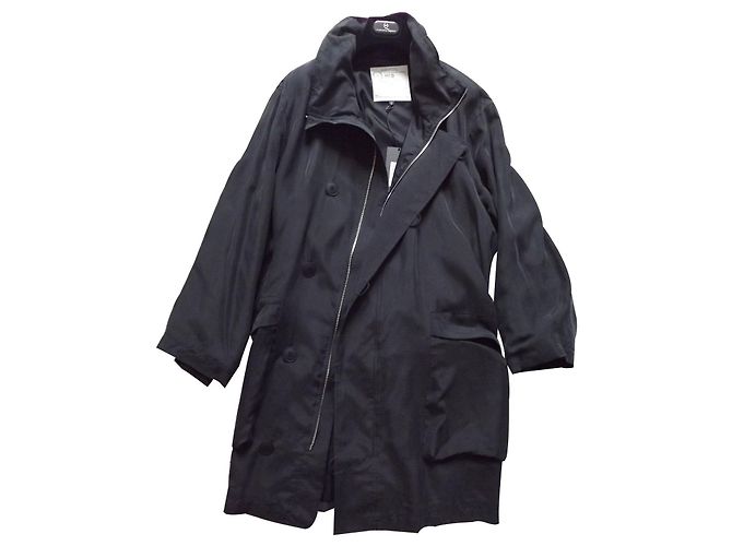 Alexander McQueen Gabardina de seda negra Negro