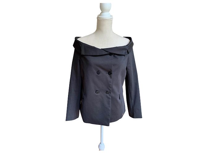 Autre Marque Souvenir Schulterfreie Jacke Schwarz Baumwolle