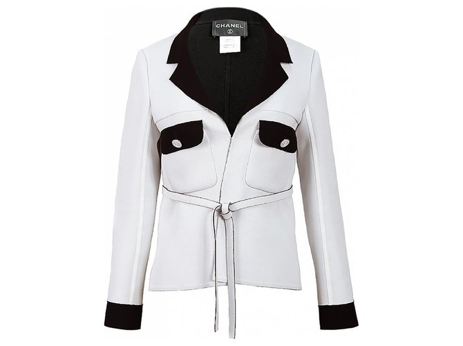 Chanel runway 2014 veste de printemps Synthétique Blanc  ref.176320