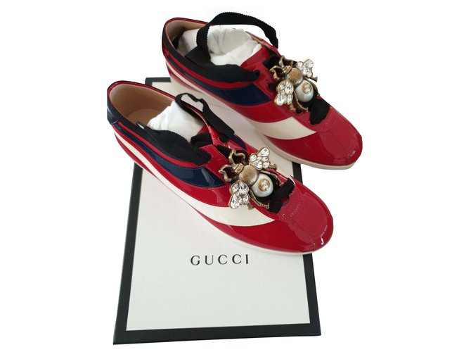 Gucci Sneaker Lederturnschuhe Rot Lackleder  ref.176321