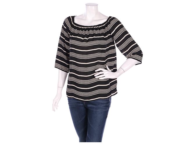 Camicetta Cynthia Rowley Nera Bianca Viscosa M Nero Bianco