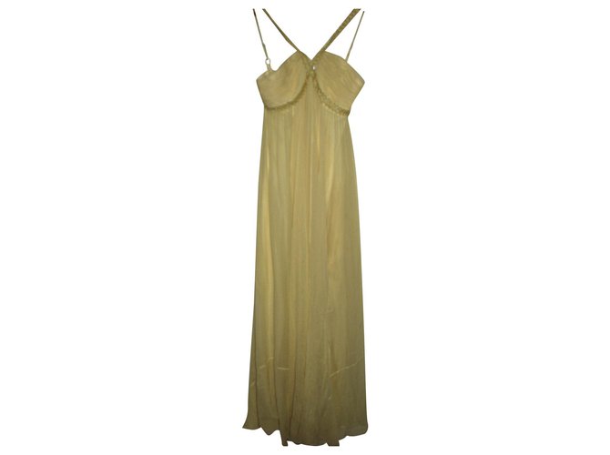 Bcbg Max Azria Maxikleid aus Seide Gelb  ref.176394