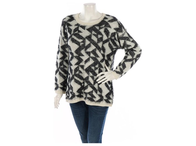 Noa Noa Pullover Schwarz Weiß Wolle