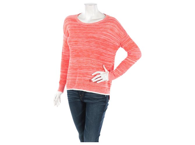 Vince Camuto Pullover Orange Weiß Baumwolle Rayon XS