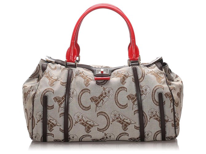 Céline Celine Brown Canvas Handbag Beige Cloth Cloth  ref.176481