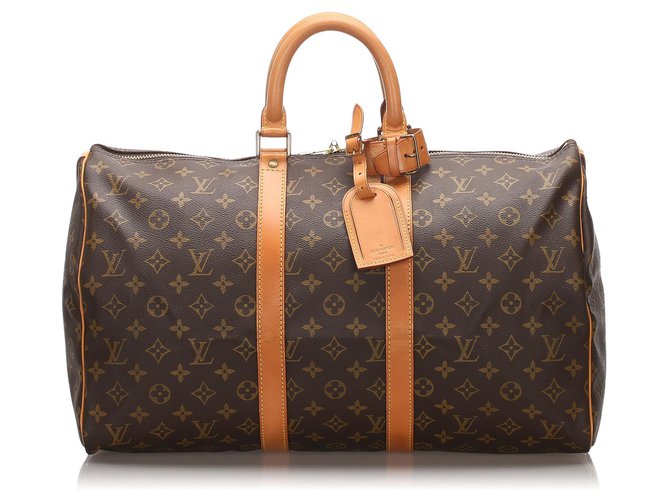 Louis Vuitton Brown Monogram Keepall 45 Leather Cloth  ref.176530