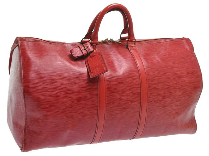 Louis Vuitton Epi Keepall 55 Red Leather  ref.176560