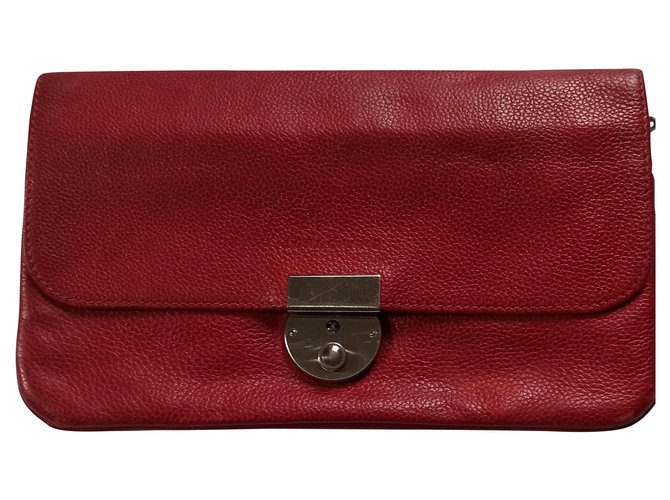 Longchamp Clutch bags Red Leather  ref.176607