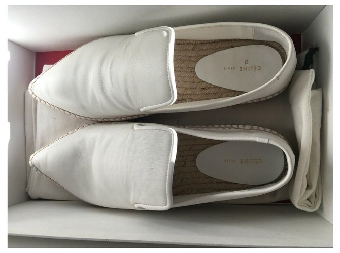 Céline Heels White Leather  ref.176630