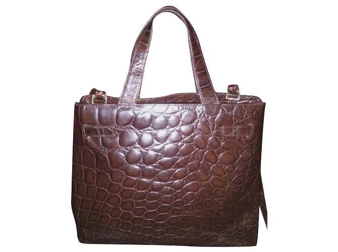 Furla Handtasche aus braunem Krokodilleder Dunkelbraun