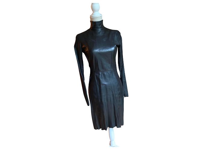 Abito dritto in pelle nera Dsquared2 Nero