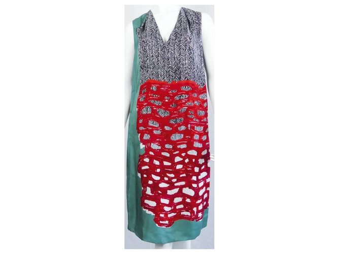 BALENCIAGA sleeveless dress in silk T 40 Multiple colors  ref.176659