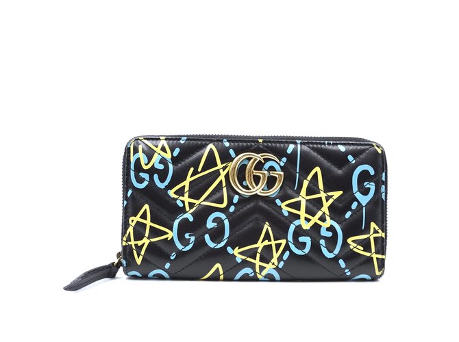 Gucci Multicolor Ghost GG Zippy alrededor cartera larga Cuero ref.176687 -  Joli Closet