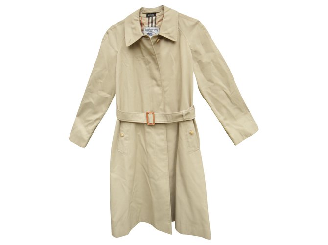 Burberry woman raincoat vintage t 40 Beige Cotton Polyester  ref.176701