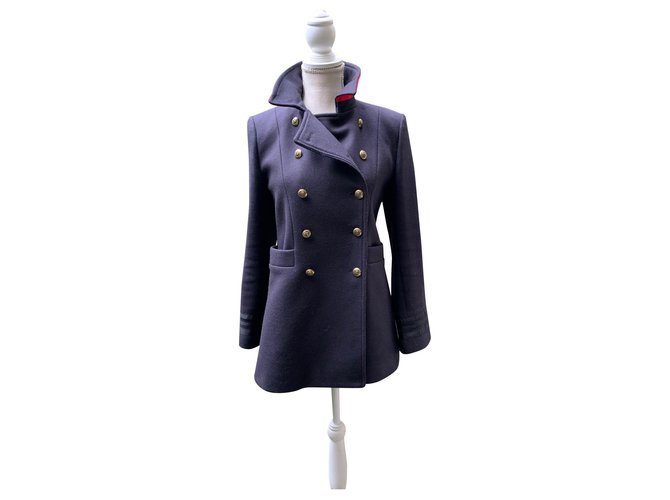 Zara Coats, Outerwear Navy blue Polyester  ref.176708