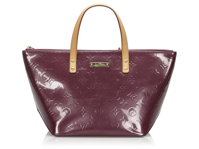 Louis Vuitton Purple Vernis Bellevue PM Brown Light brown Leather