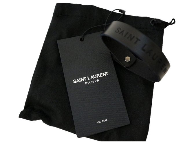 Saint Laurent embossed leather bracelet Black  ref.176827