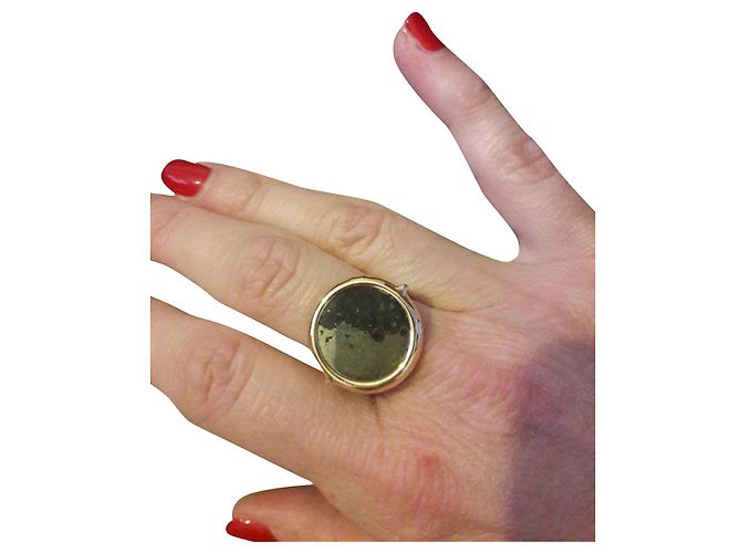 Anello Disc Ginette NY in oro rosa e pirite D'oro