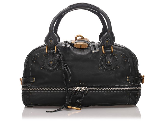 Chloé Chloe Black Leather Paddington Handbag Pony-style calfskin  ref.176972