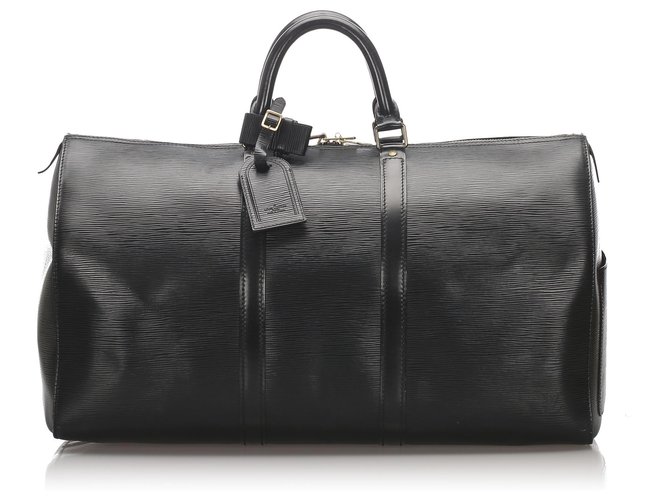 Louis Vuitton Black Epi Keepall 50 Leather  ref.177028