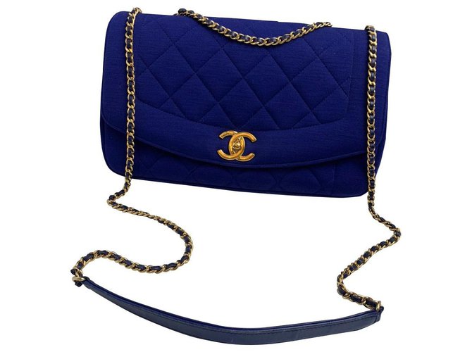 Diana Chanel Azul Couro  ref.177043
