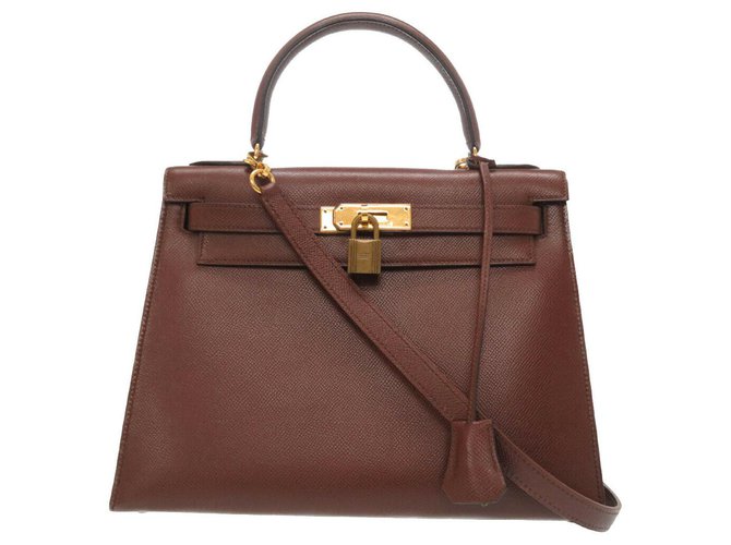 Hermès Outer sewing Kelly 28 Brown Leather  ref.177051