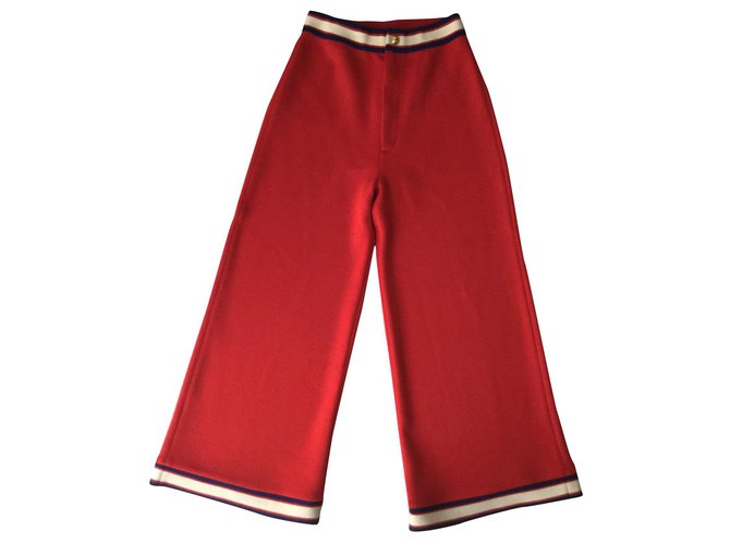 Gucci Pantalones, polainas Roja Lana  ref.177082