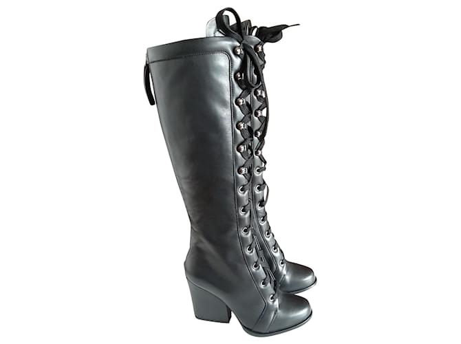 Max Mara Leather boots Black  ref.177149