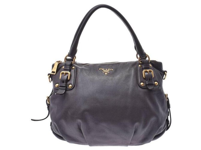 Prada bolso de mano Gris Cuero  ref.177160