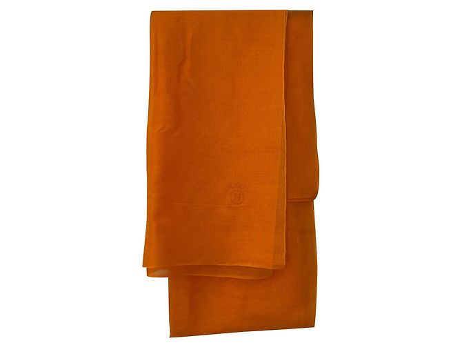 Sciarpa Hermès Plume seta e cashmere arancione