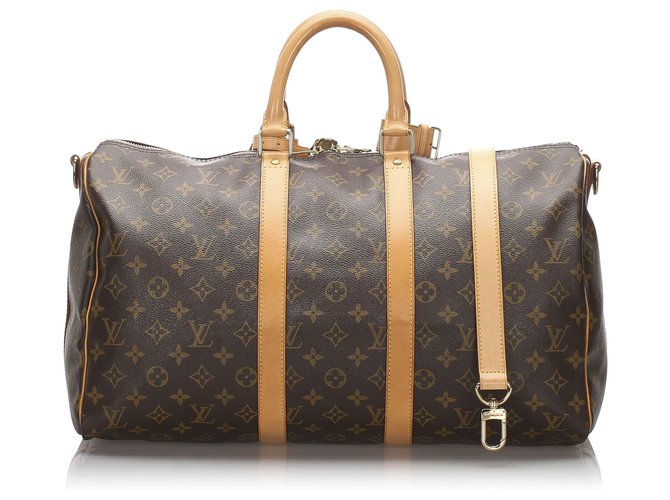 Louis Vuitton Brown Monogram Keepall Bandouliere 45 Leather Cloth  ref.177212