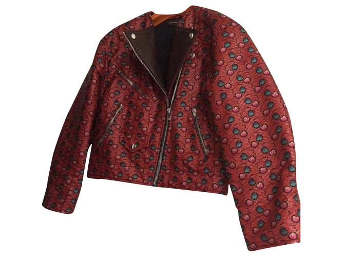Isabel Marant Jackets Red Dark brown Leather Synthetic  ref.177402