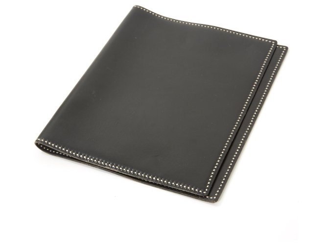 Hermès NOTEBOOK COVER MM Black Leather  ref.177403