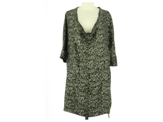 Stella Forest robe Khaki Silk  ref.177422