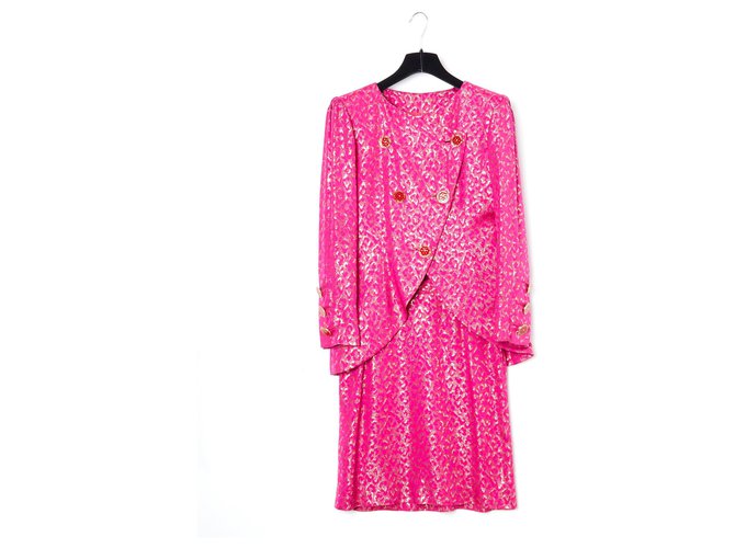 Yves Saint Laurent rosa Panther Seide FR38 Pink Golden  ref.177475