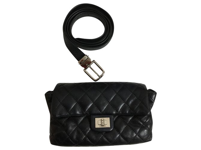 Chanel 2.55 Black Leather  ref.179697