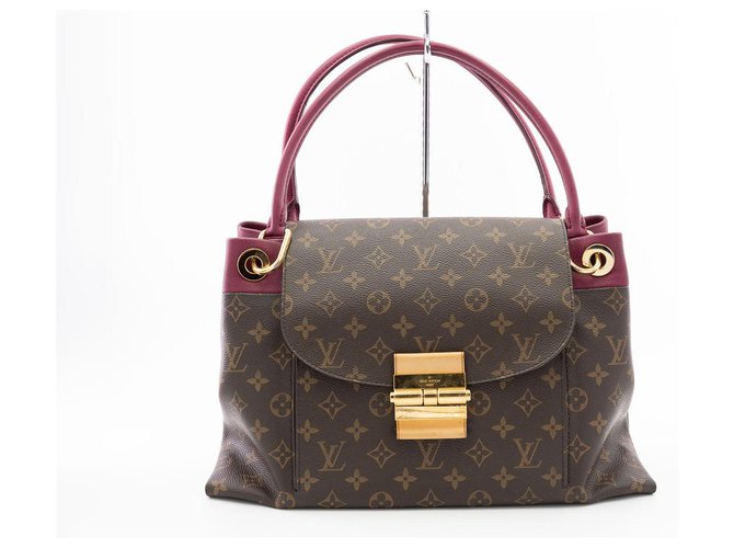 Louis Vuitton Olympe handbag in monogram canvas and burgundy leather Brown Cloth  ref.177563