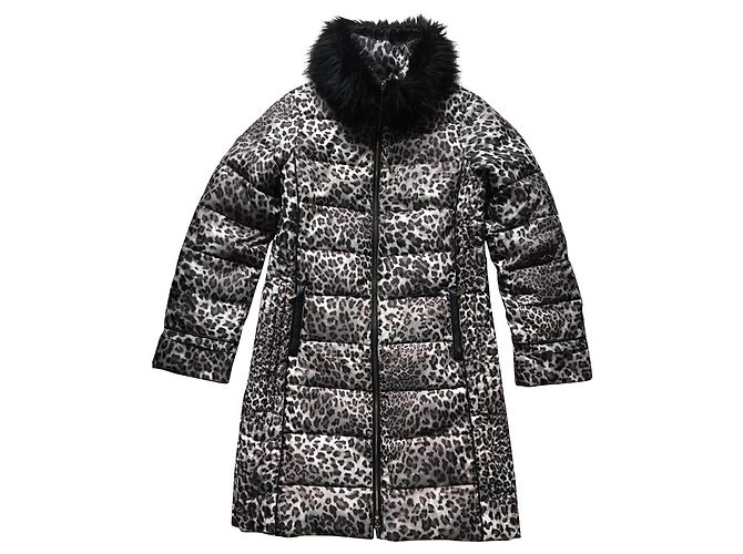 Autre Marque Morgan leopard down jacket 38 Black Beige