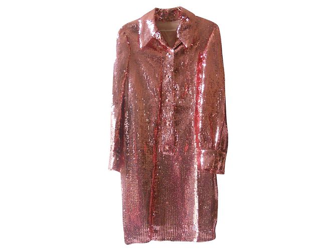 Autre Marque Mantelkleid mit rosa Pailletten Pink