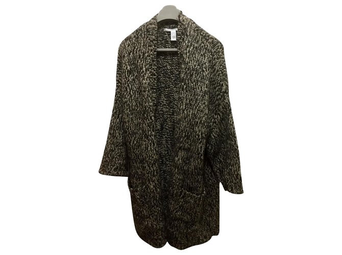 Diane Von Furstenberg DvF Malia cardigan coat Black Beige Wool Acrylic  ref.177626