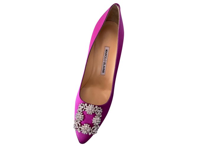 Manolo Blahnik Pumps Hangisi NEW SIZE 35 eu Pink Satin ref.177737