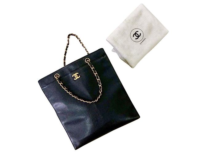 Coco Handle Chanel Vintage Einkaufstasche Schwarz