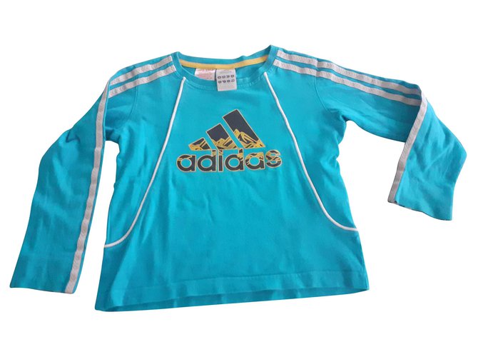 Camiseta Adidas manga larga Azul Algodón  ref.177823