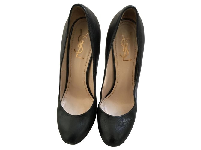 Yves Saint Laurent Zapatos Ysl Negro Cuero  ref.177845