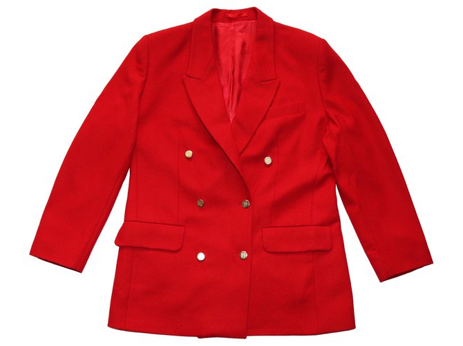 Burberry Jackets Red Wool Viscose  ref.177897