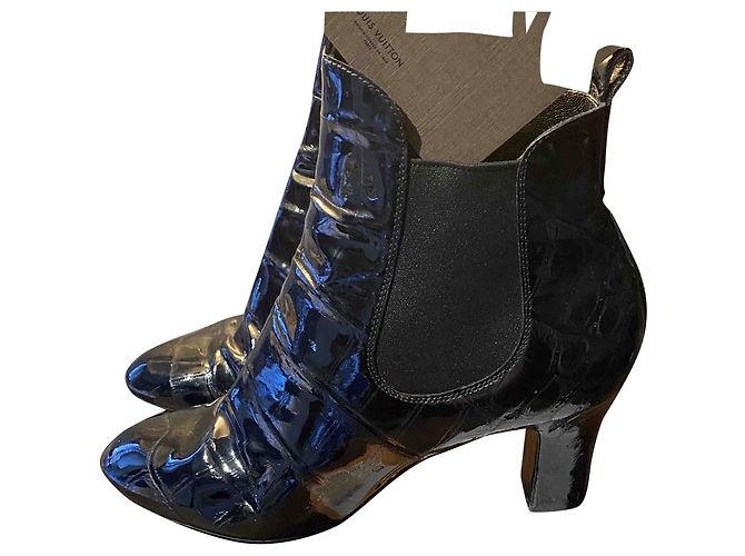Botas Louis Vuitton Pretas de Couro de Enguia Preto