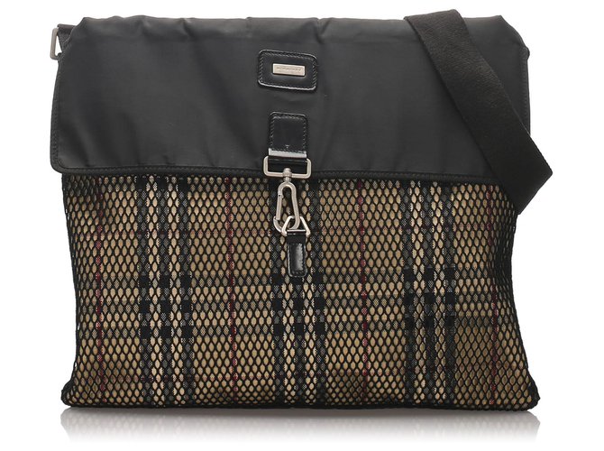 Sac à bandoulière en toile à carreaux de Burberry Polyester Tissu Marron Multicolore Beige  ref.177922